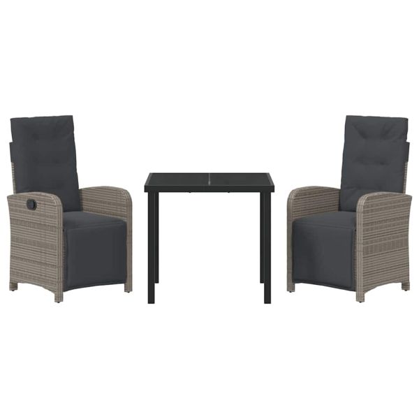 Комплект за хранене в градината 3 pcs Сив полиратан