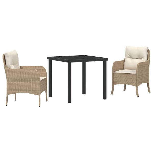 Комплект за хранене в градината 3 pcs Бежово полиратан