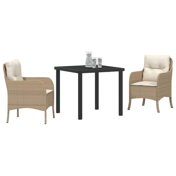 Комплект за хранене в градината 3 pcs Бежово полиратан