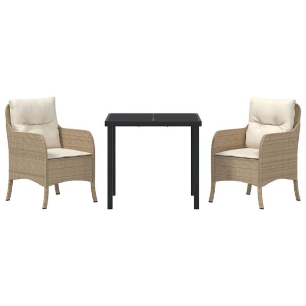 Комплект за хранене в градината 3 pcs Бежово полиратан