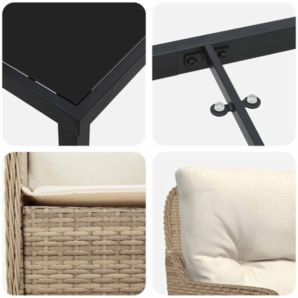 Комплект за хранене в градината 3 pcs Бежово полиратан