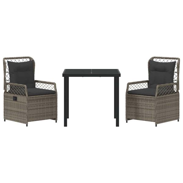 Комплект за хранене в градината 3 pcs Сив полиратан