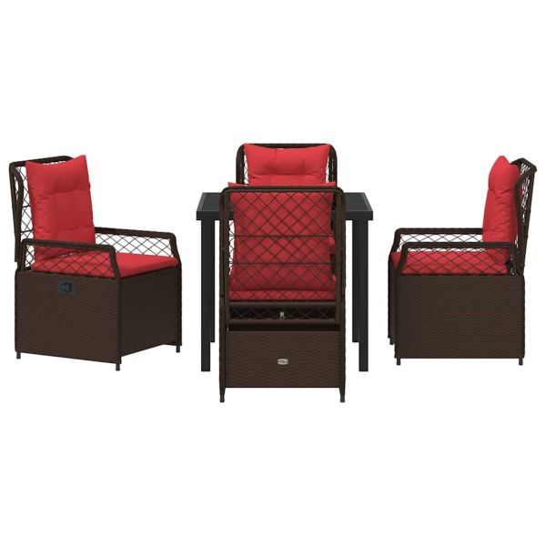 Комплект за хранене в градината 5 pcs Кафяво полиратан