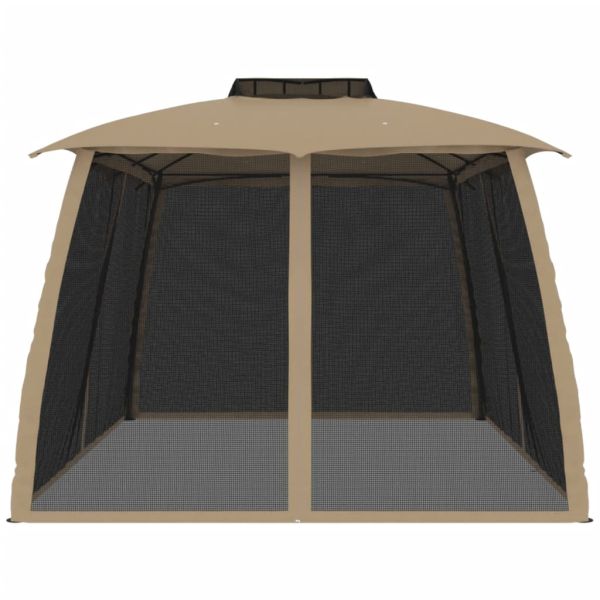 Шатра двоен покрив и мрежести стени таупе 3,93x2,93 м стомана