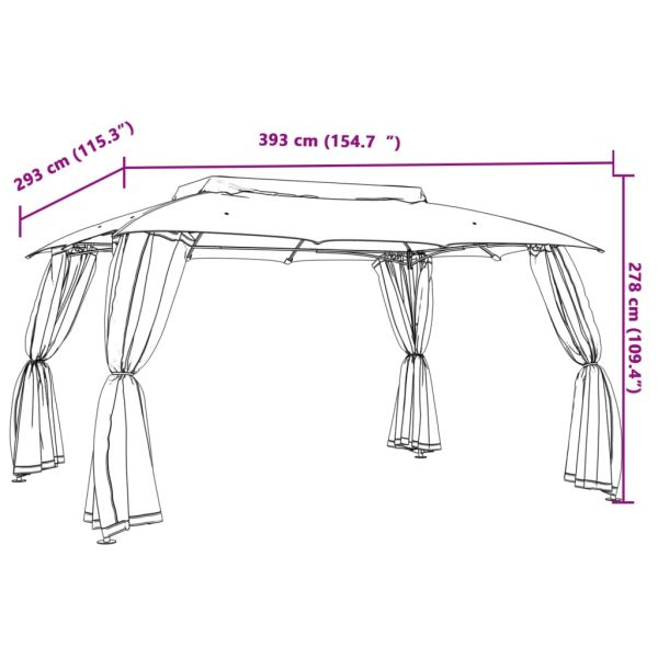 Шатра двоен покрив и мрежести стени таупе 3,93x2,93 м стомана