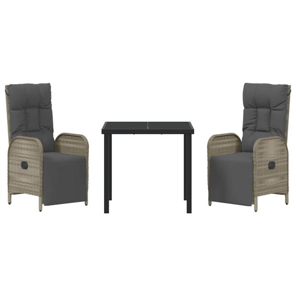 Комплект за хранене в градината 3 pcs Сив полиратан