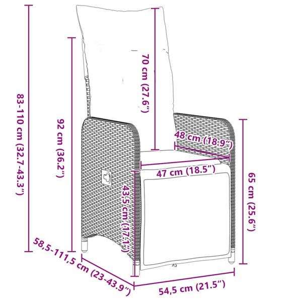 Комплект за хранене в градината 3 pcs Черно полиратан