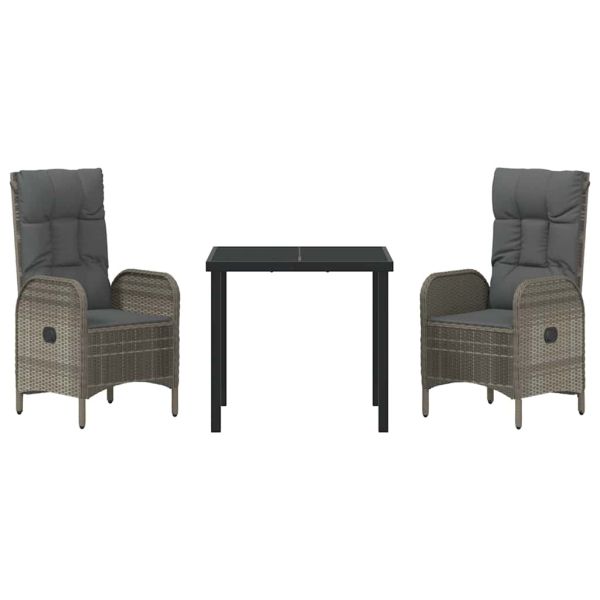 Комплект за хранене в градината 3 pcs Сив полиратан