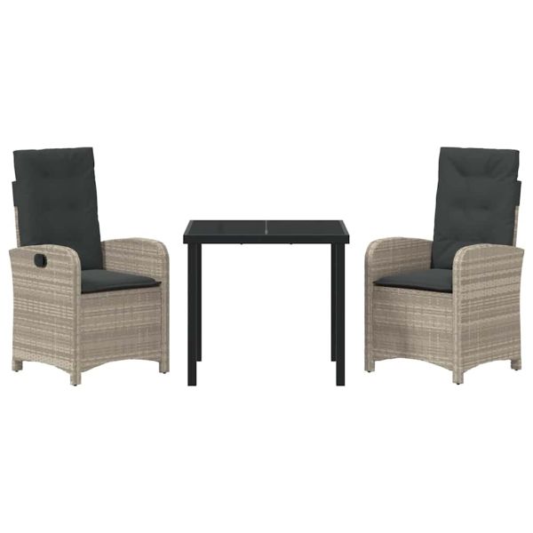 Комплект за хранене в градината 3 pcs Светлосиво полиратан