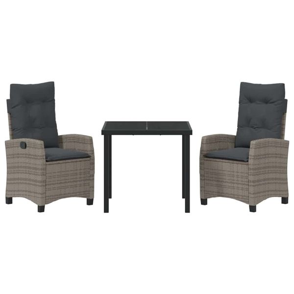 Комплект за хранене в градината 3 pcs Сив полиратан