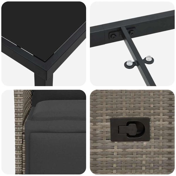 Комплект за хранене в градината 5 pcs Сив полиратан