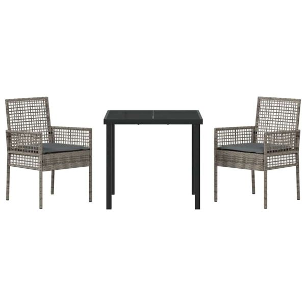 Комплект за хранене в градината 3 pcs Сив полиратан