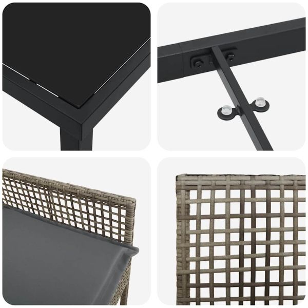 Комплект за хранене в градината 3 pcs Сив полиратан