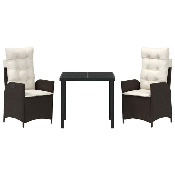 Комплект за хранене в градината 3 pcs Кафяво полиратан