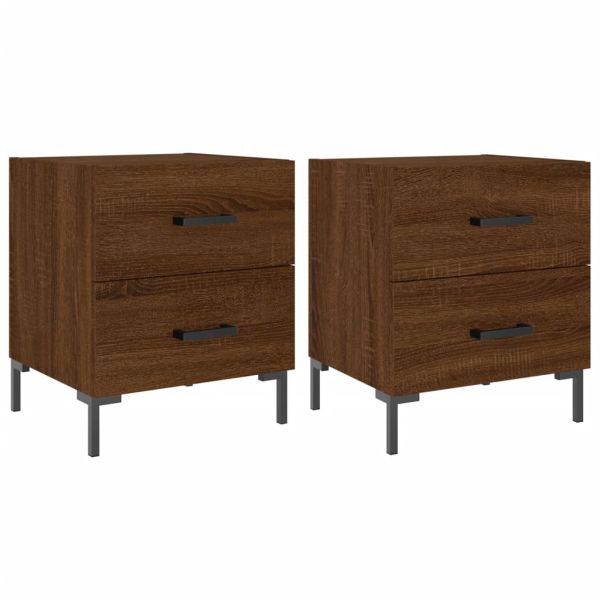 Нощни шкафчета 2 бр кафяв дъб 40x35x47,5 см инженерно дърво