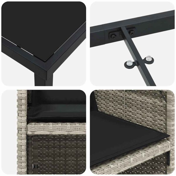 Комплект за хранене в градината 5 pcs Светлосиво полиратан