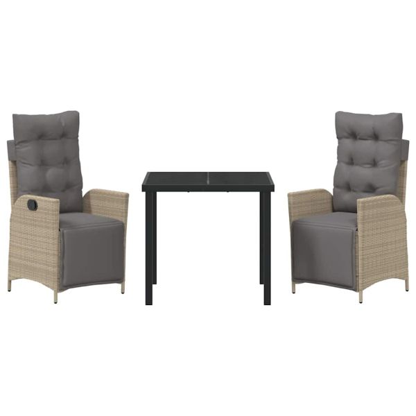 Комплект за хранене в градината 3 pcs Бежово полиратан