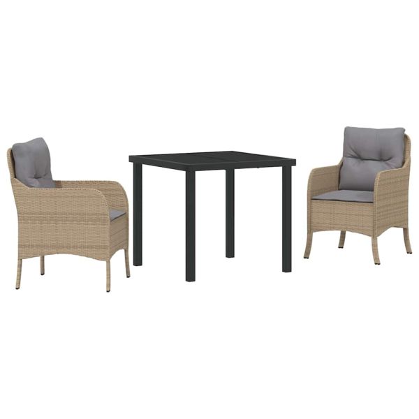 Комплект за хранене в градината 3 pcs Бежово полиратан