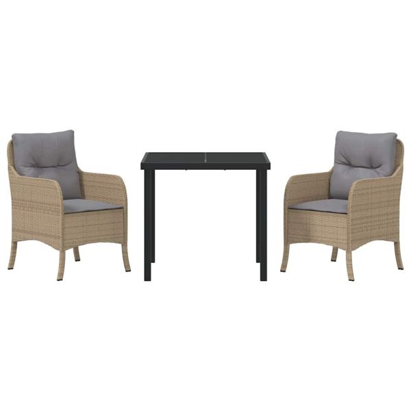 Комплект за хранене в градината 3 pcs Бежово полиратан