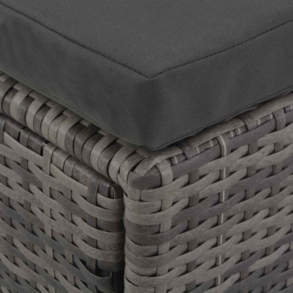 Градински комплект с възглавници, 4 части, сив полиратан