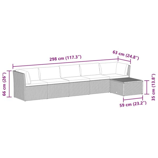 Градински комплект с възглавници, 4 части, сив полиратан