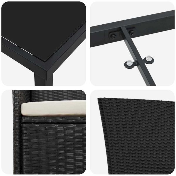 Комплект за хранене в градината с възглавница 3 pcs Черно