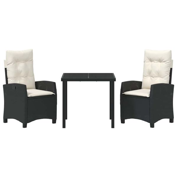 Комплект за хранене в градината 3 pcs Черно полиратан