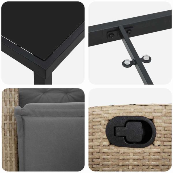 Комплект за хранене в градината 3 pcs Бежово полиратан