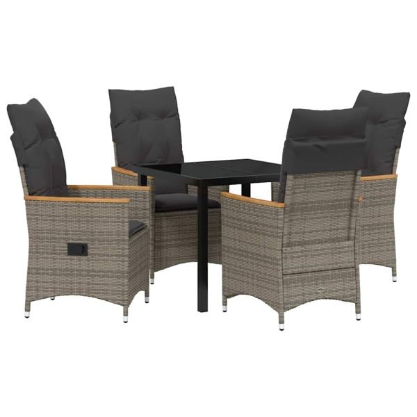 Комплект за хранене в градината 5 pcs Сив полиратан