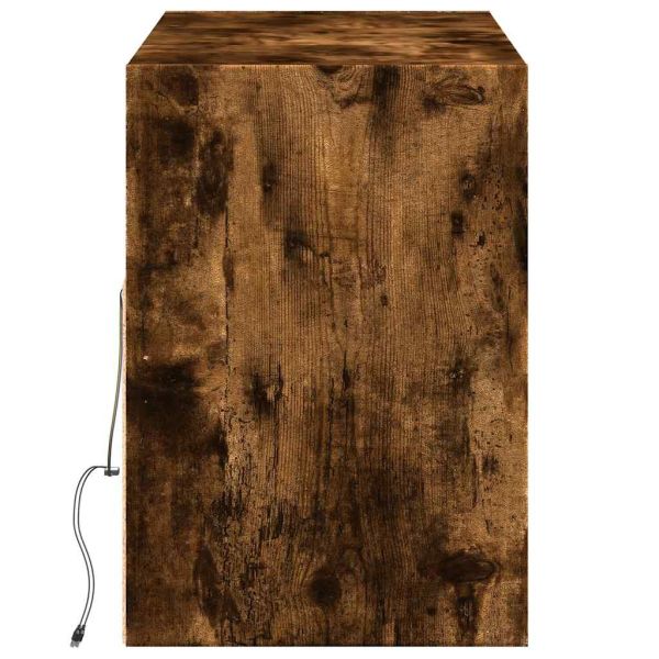 Стенен ТВ шкаф с LED осветление, опушен дъб, 130x31x45 см