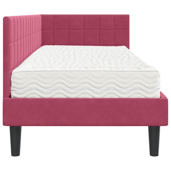 Ъглова рамка за легло с матрак с таблото 2 pcs Зелен Кадифе