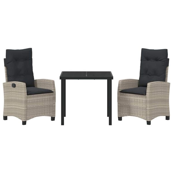 Комплект за хранене в градината 3 pcs Светлосиво полиратан