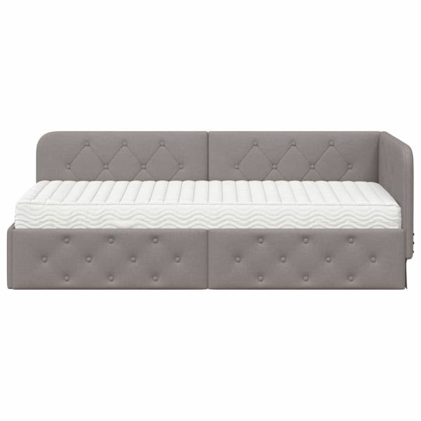 Ъглова рамка за легло Таупе 80 x 200 cm текстил