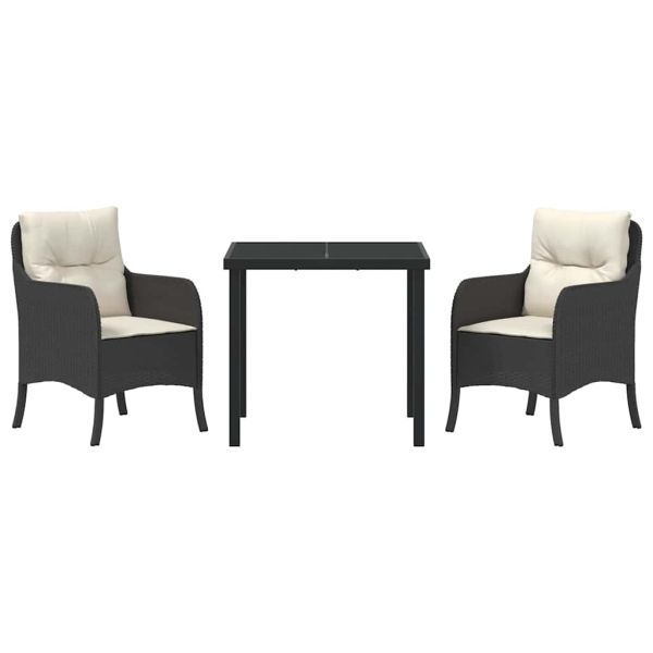 Комплект за хранене в градината 3 pcs Черно полиратан