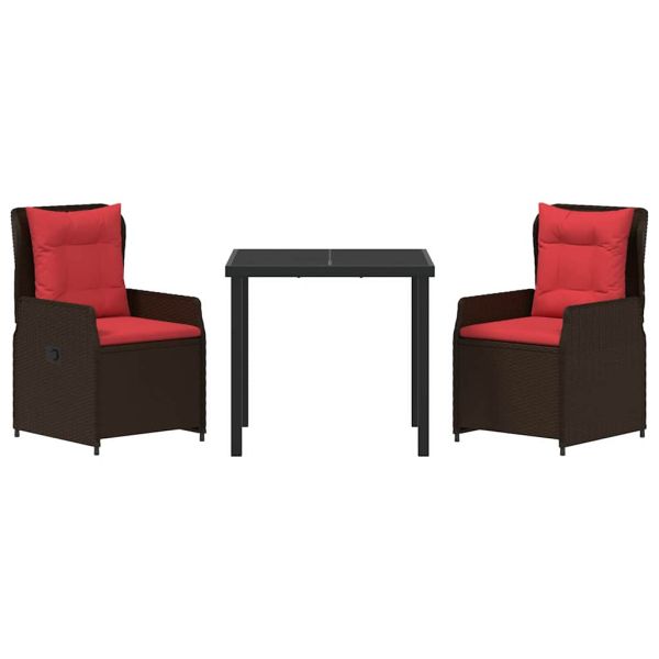 Комплект за хранене в градината 3 pcs Кафяво Полиратан