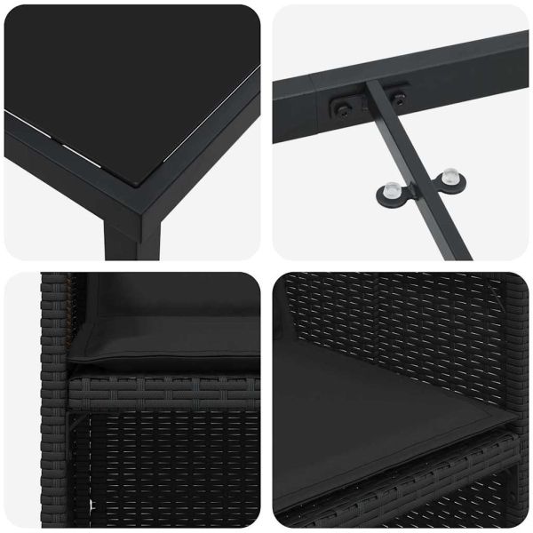 Комплект за хранене в градината 5 pcs Черно полиратан