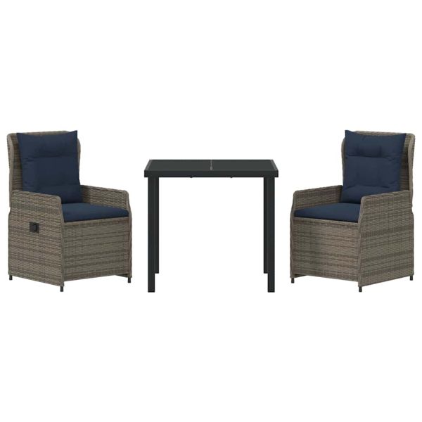 Комплект за хранене в градината 3 pcs Сив Полиратан