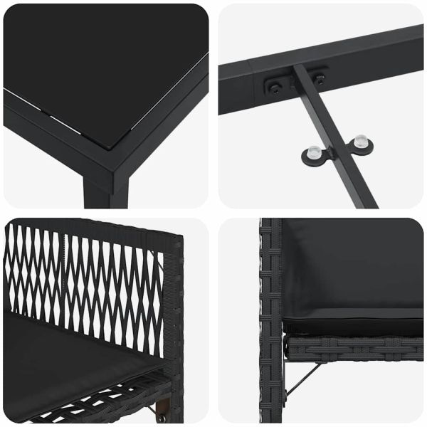 Комплект за хранене в градината 5 pcs Черно полиратан