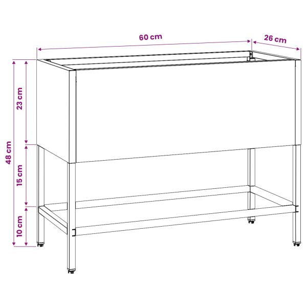 Повдигната градинска саксия Бяло 60 x 26 x 48 см Стомана
