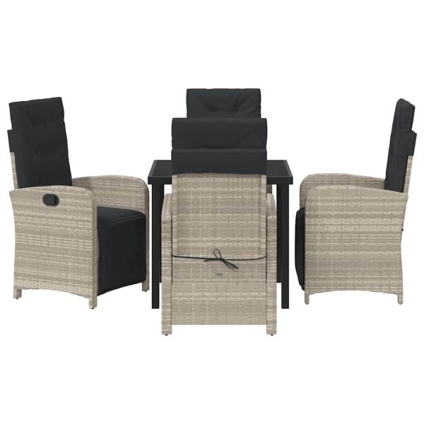 Комплект за хранене в градината 5 pcs Светлосиво полиратан