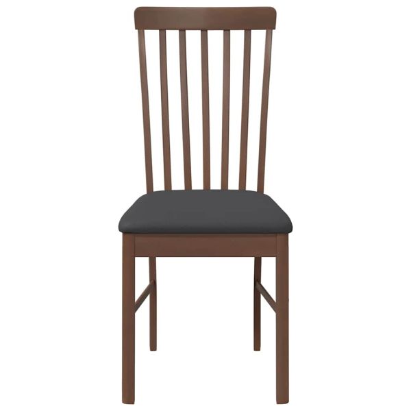 Трапезни столове с възглавници 2бр Кафяв масивна дървесина гума