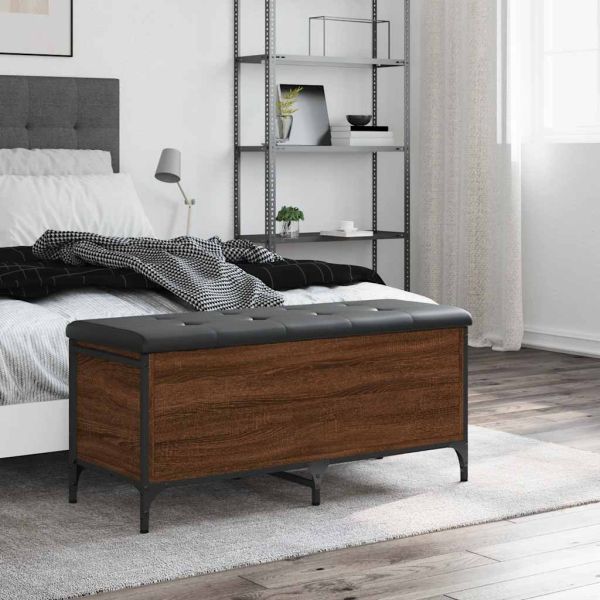 Пейка за съхранение, кафяв дъб, 102x42x45 см, инженерно дърво