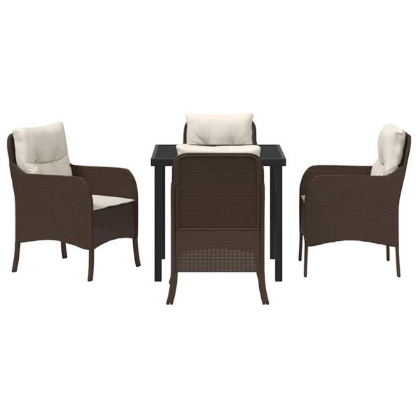 Комплект за хранене в градината 5 pcs Кафяво полиратан