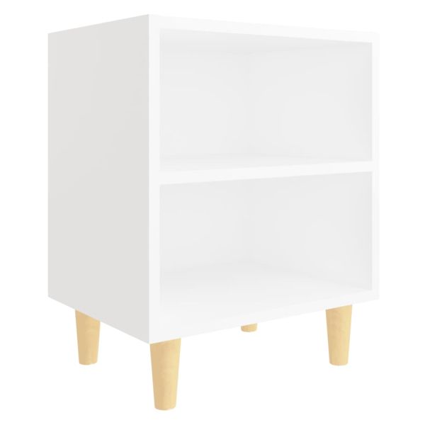 Нощни шкафчета с крака от дървен масив 2 бр бели 40x30x50 см