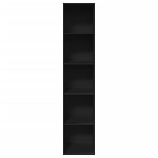 Етажерка за книги, черна, 40x30x189 см, инженерно дърво