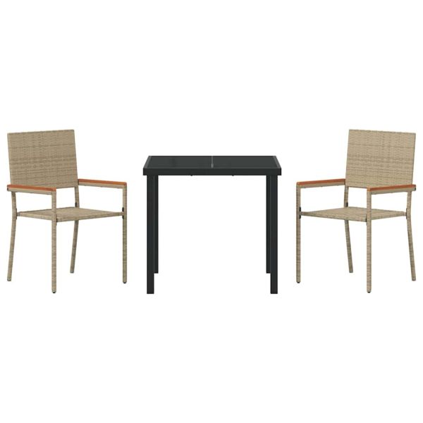 Комплект за хранене в градината 3 pcs Бежово полиратан