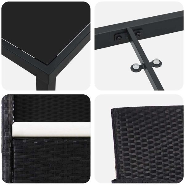 Комплект за хранене в градината 5 pcs Черно полиратан