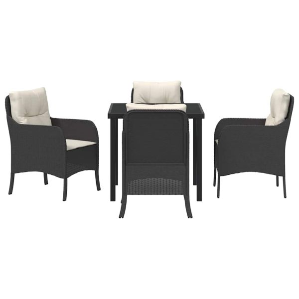 Комплект за хранене в градината 5 pcs Черно полиратан