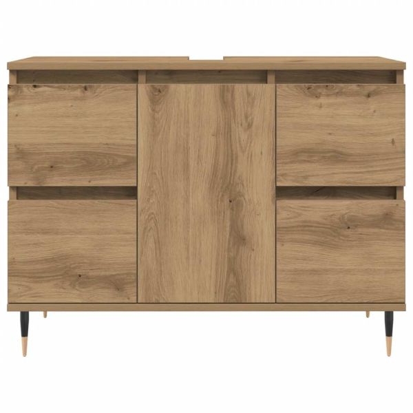 Шкаф за баня, дъб артизан, 80x33x60 см, инженерно дърво