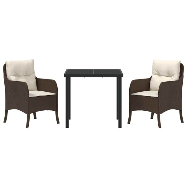 Комплект за хранене в градината 3 pcs Кафяво полиратан